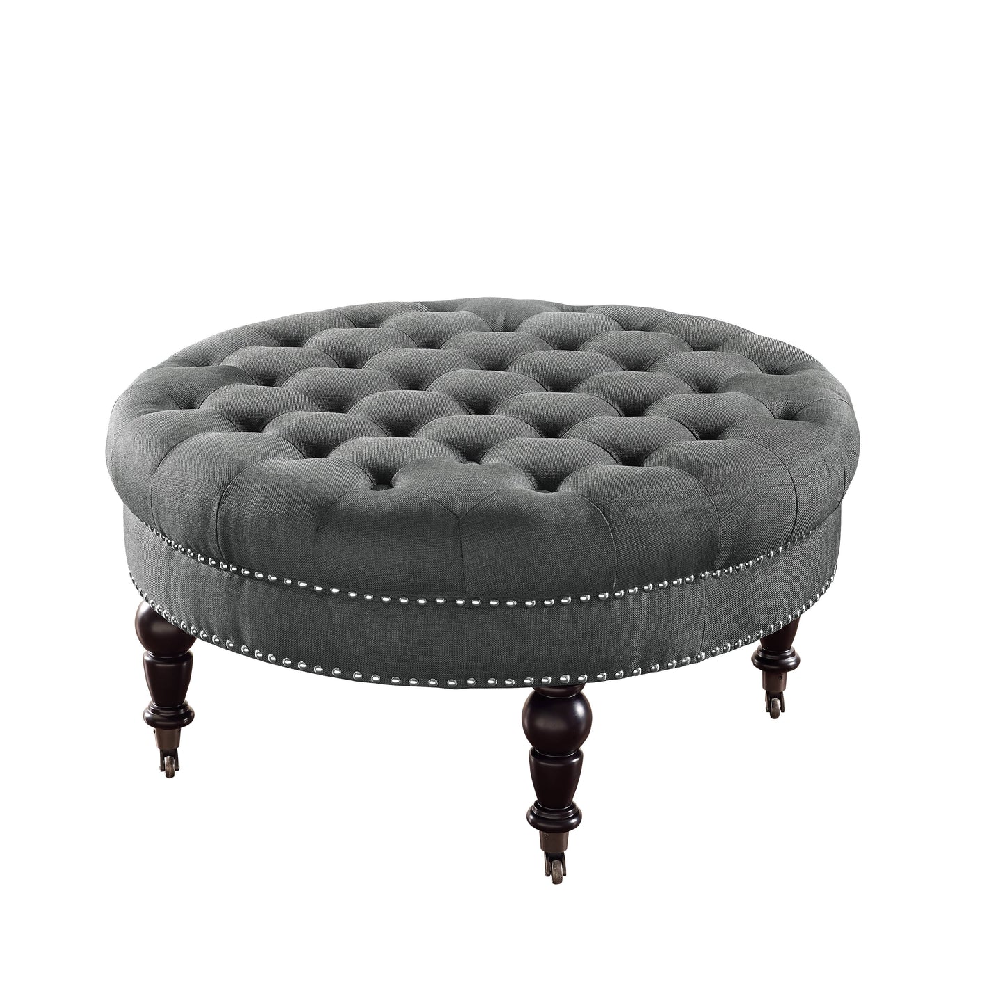 Home Decor Isabelle Round Tufted Ottoman, Natural