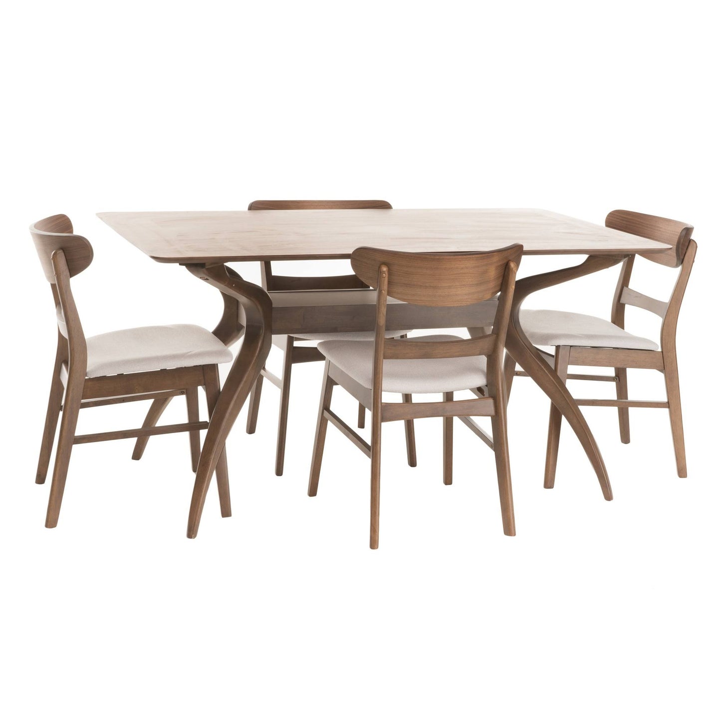 House Idalia 5-Piece Mint And Natural Walnut Dining Set, Green