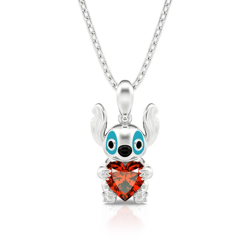 Hug Me Little Monster Heart Cut Sterling Silver Necklace