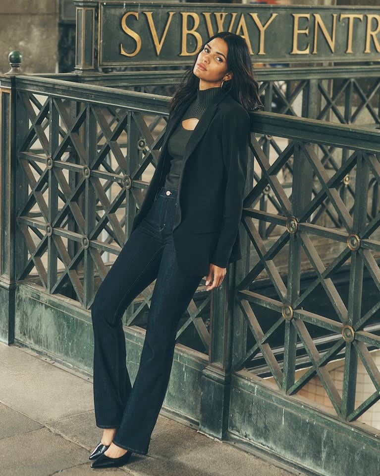 High-Rise Sculpt Skinny Flare Jeans In Black Size 8 | , Quiet Luxury Old Money