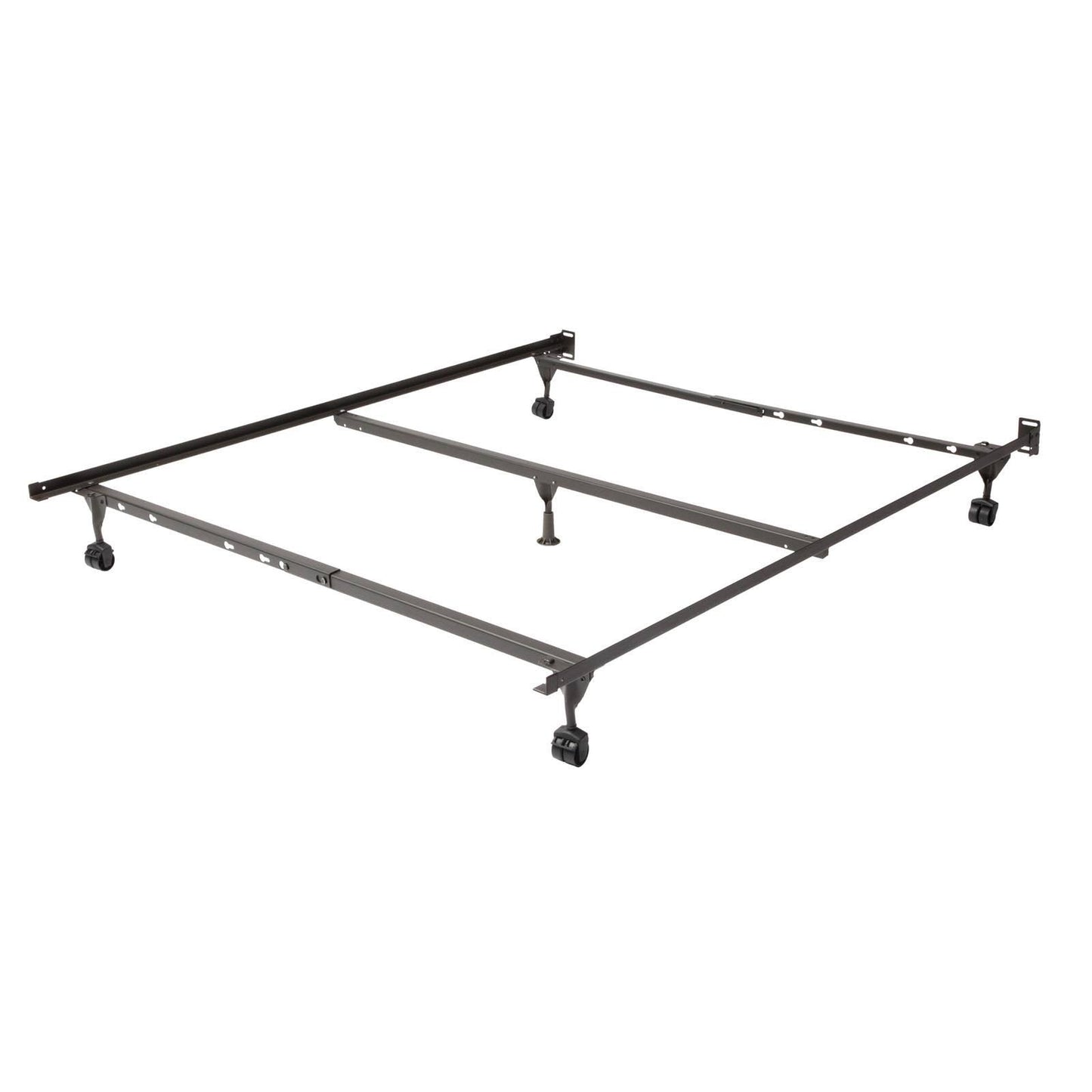 Home Insta-Lock Bed Frame With Wheels, Size: Queen