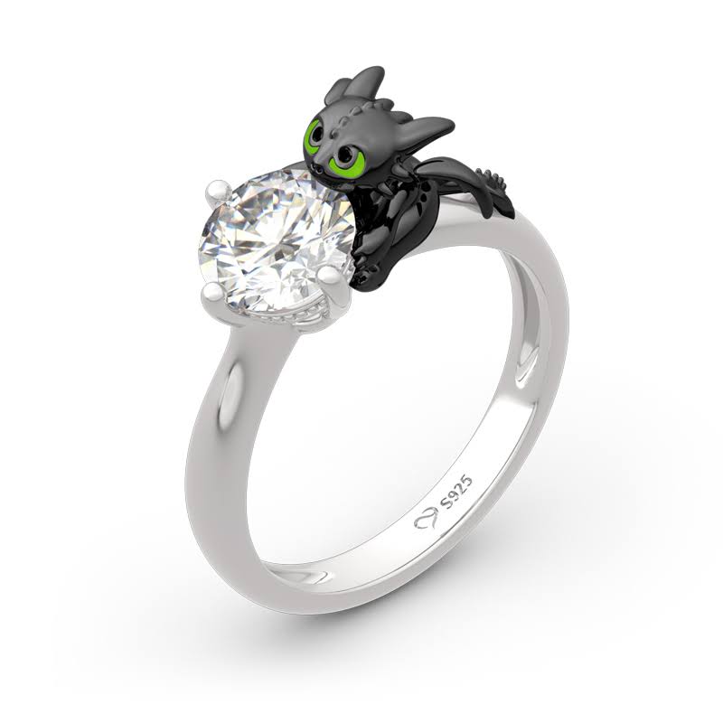 Hug Me Dragon Round Cut Sterling Silver Rings For Women - Hug Me Collection