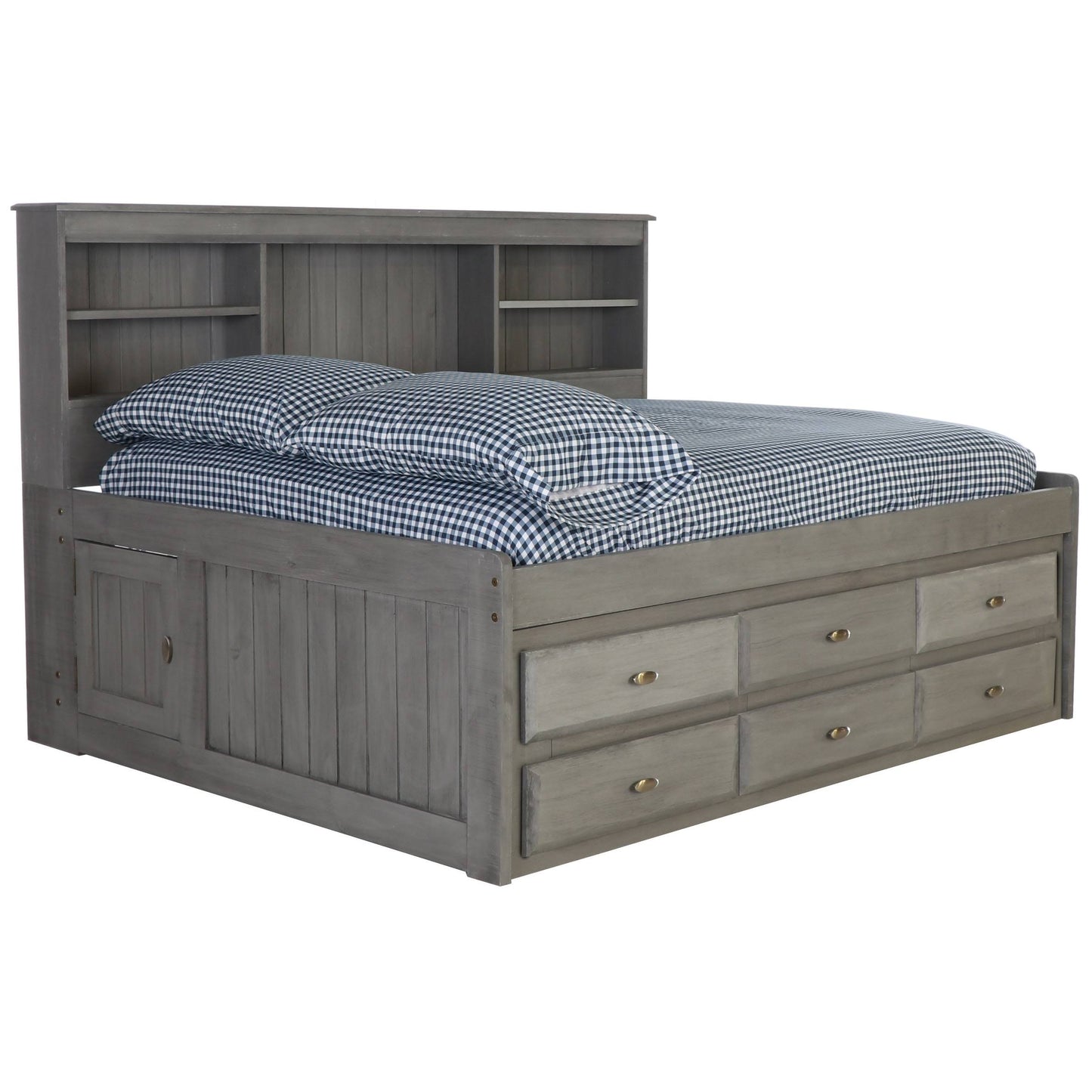 Home And Office Furniture Model 83223-6-Kd, Solid Pine Full Daybed With Six Sturdy Drawers In Charcoal Gray
