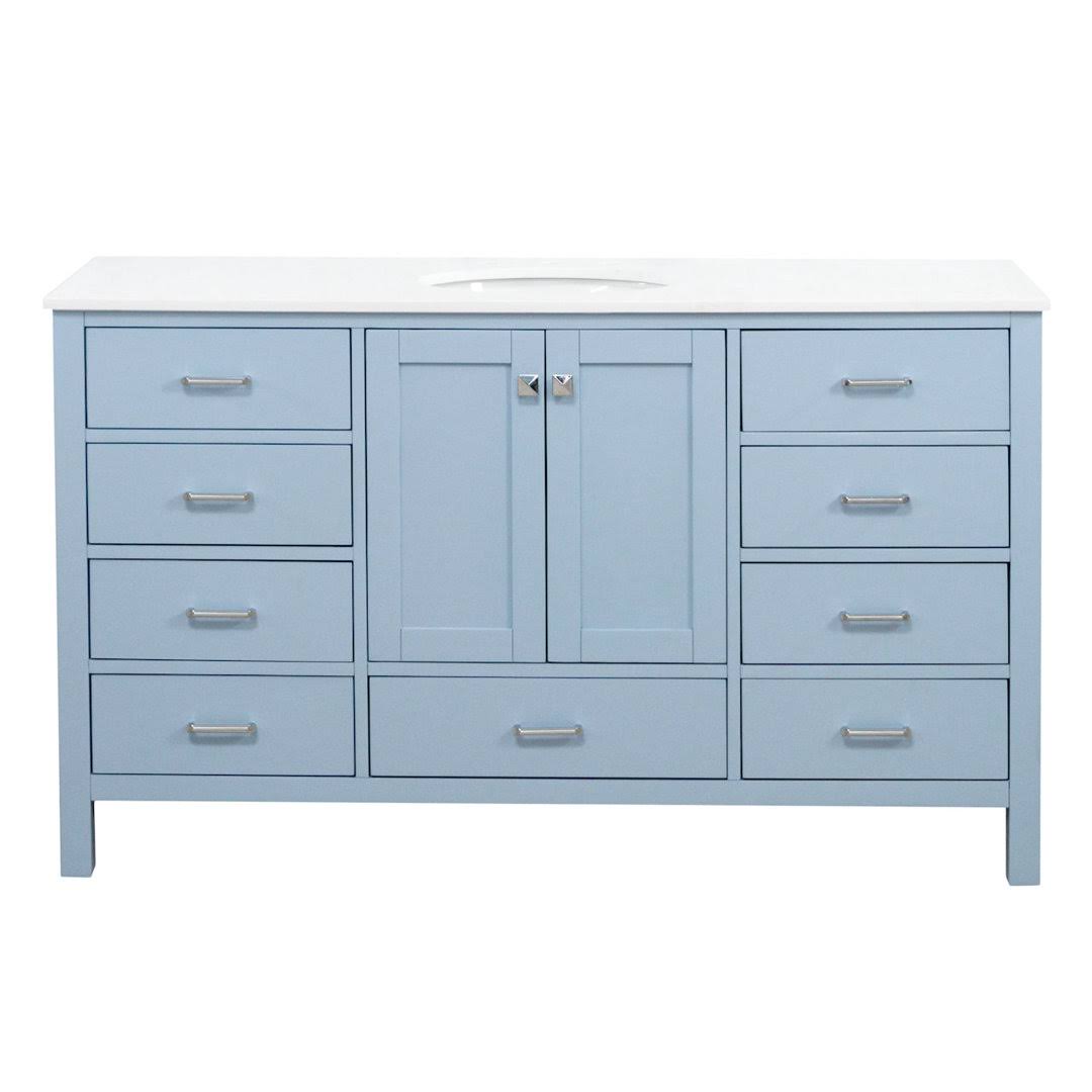 Horizon 60" Single Bathroom Vanity W/ Engineered White Stone In Marine Gray