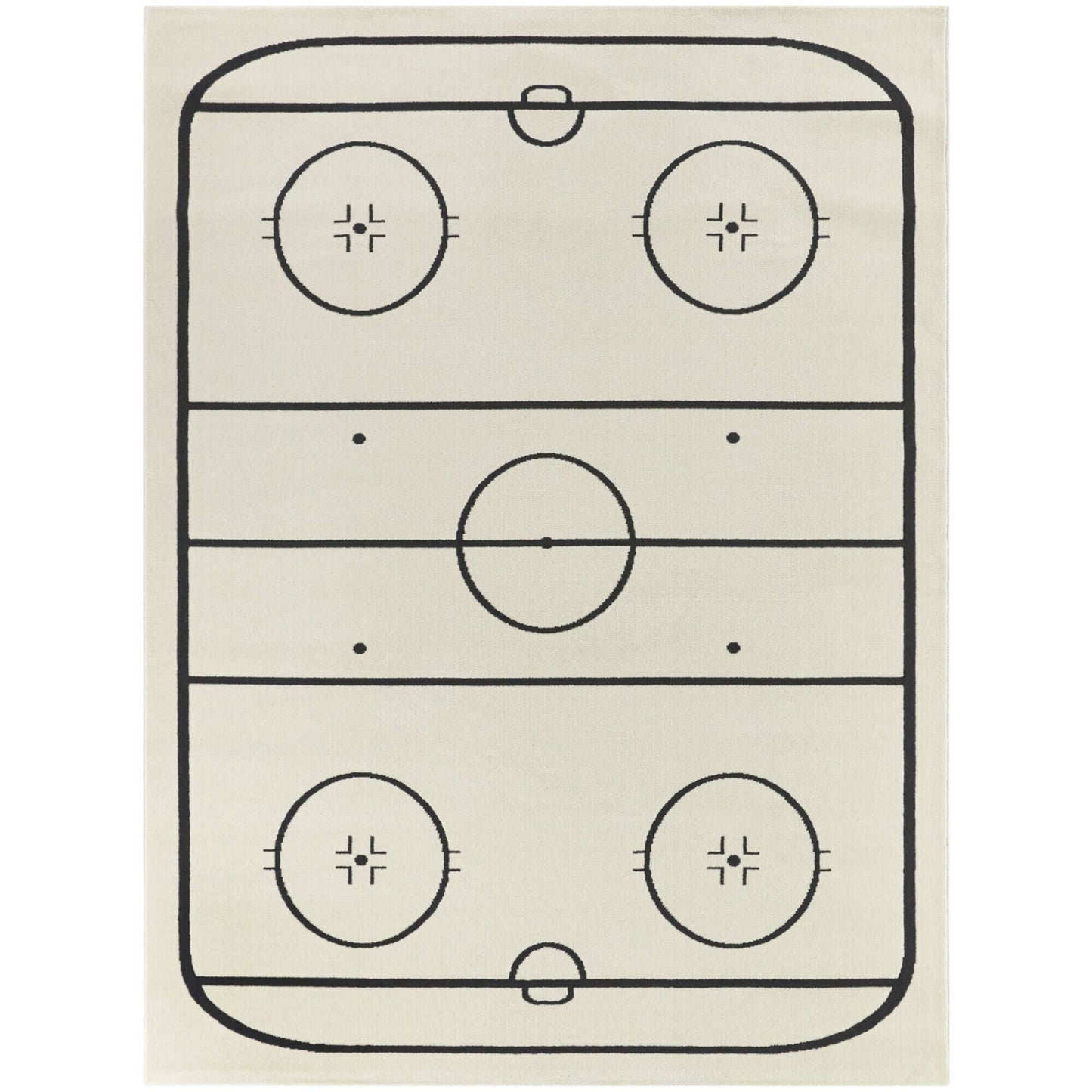 Hockey Time Cream 5' 3" X 7' Novelty Area Rug, Ivory