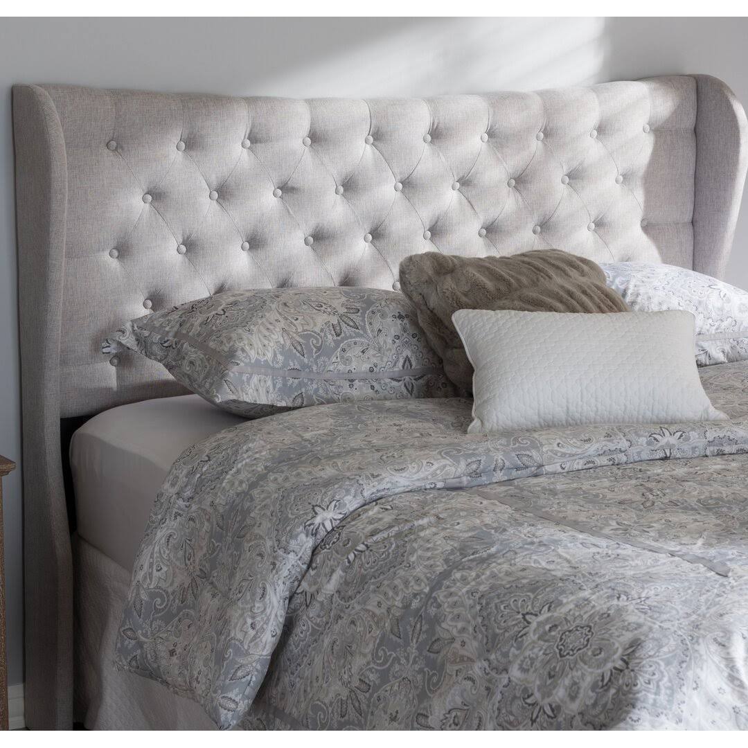 Home Co Estefana Upholstered Wingback Headboard Size: Full Upholstery: Dark Gray