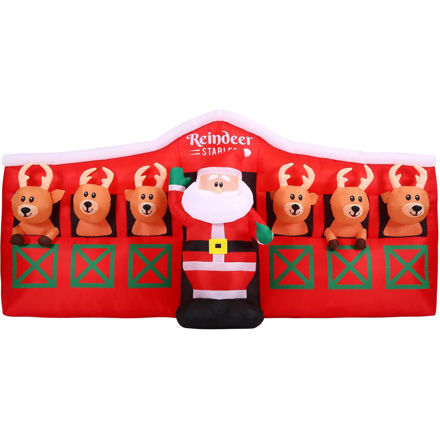 Hill Farm 4ft. Tall Pre-Lit Inflatable Santa In Reindeer Stable