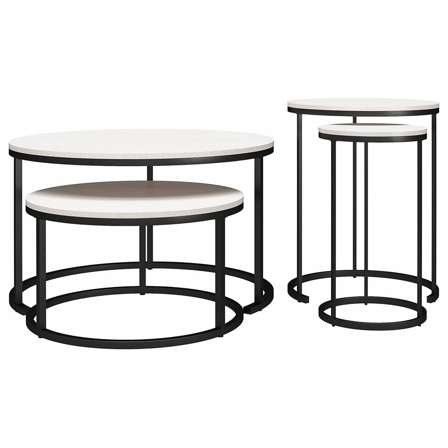 Home Camdale 4-Piece Nesting Coffee And End Table Bundle, Ivory Pine