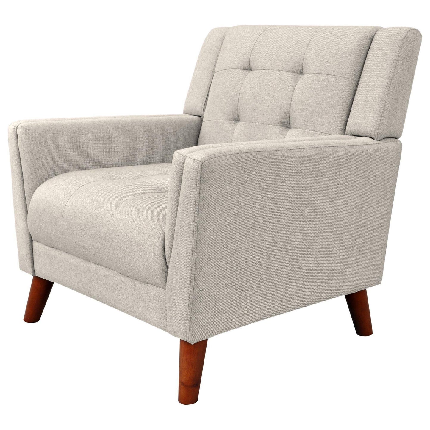 House Laiah Mid Century Modern Fabric Tufted Arm Chair, Mocha