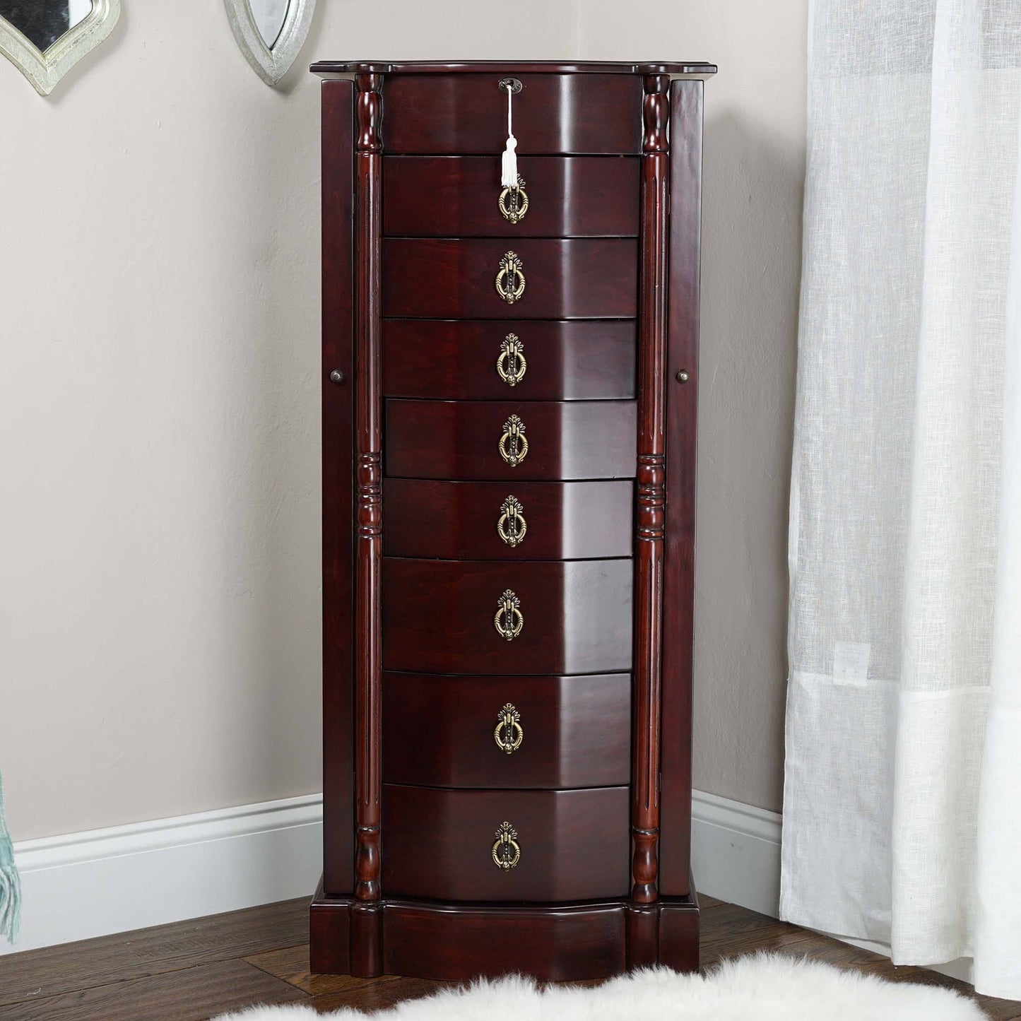 Honey Robyn Wooden Jewelry Armoire, Cherry