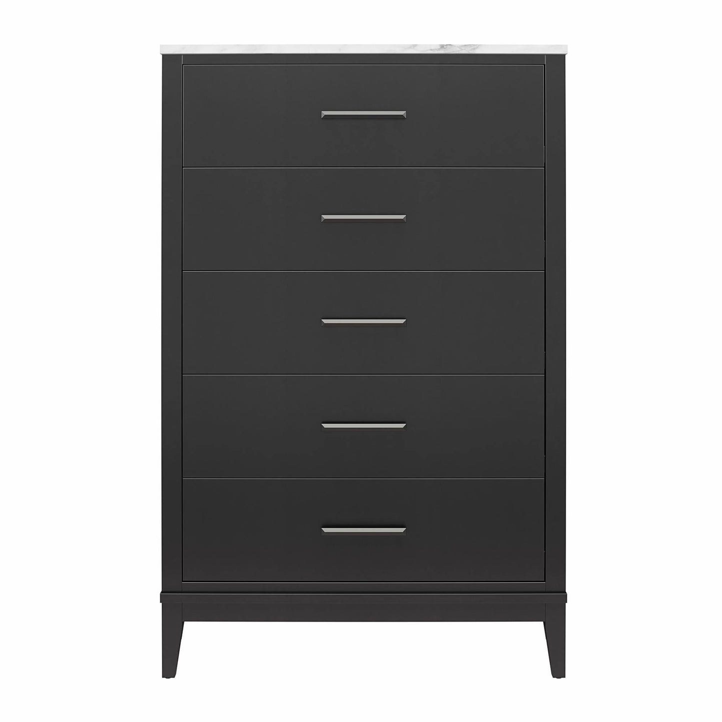 Home Lynnhaven Tall 5-Drawer Dresser Black/White Marble Top