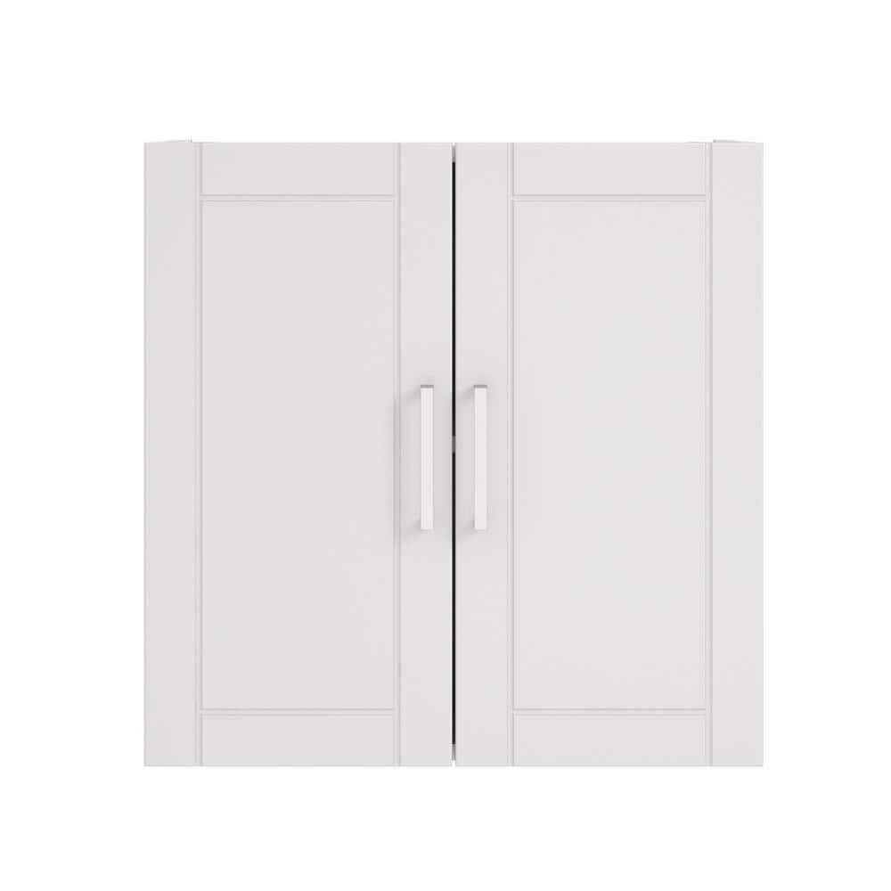Home Wood 2-Shelf Wall Mounted Garage Cabinet In Gray (24 In W X 24 In H X 12 In D), White Hd18922