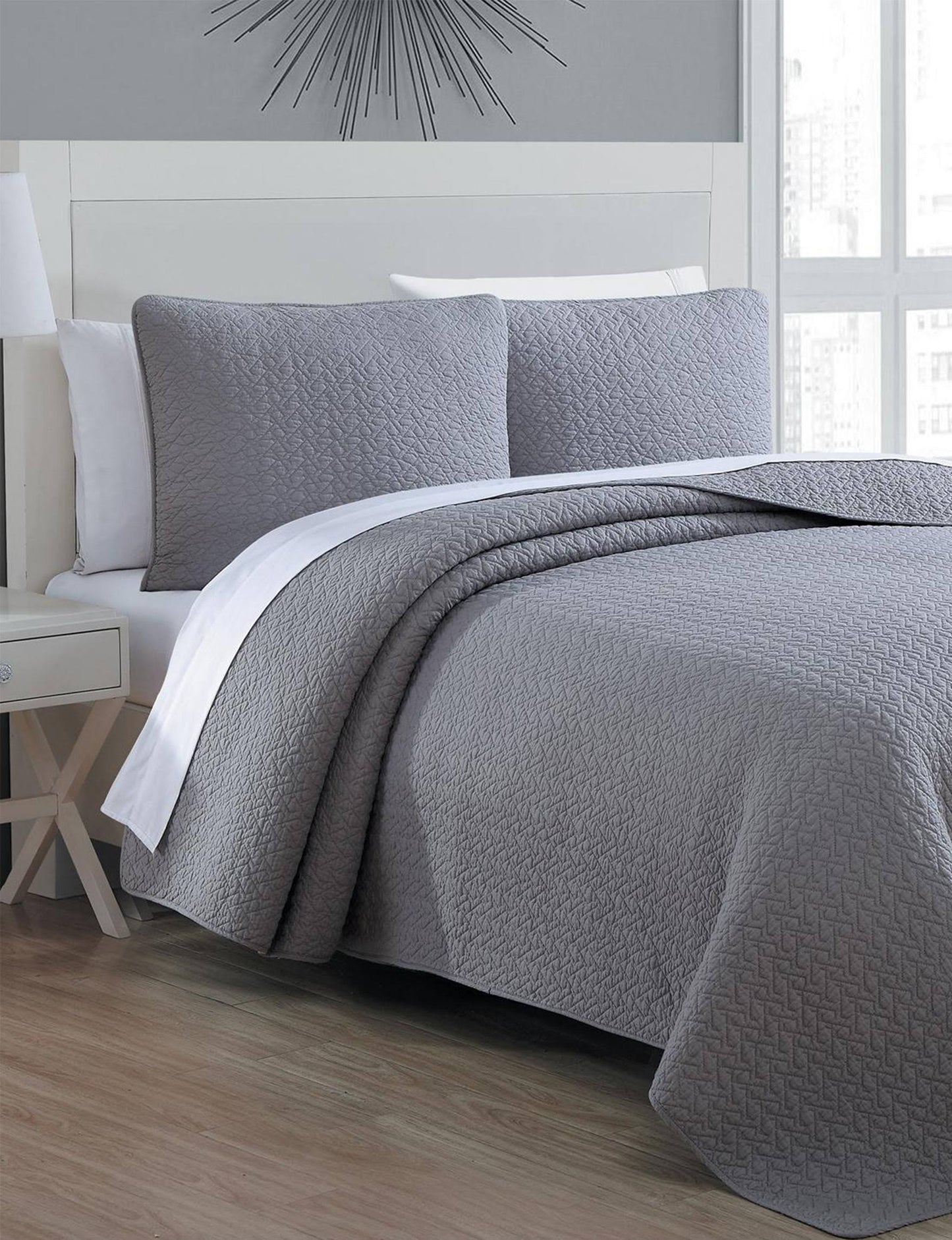 Home Tristan Solid Quilt Set - Pale Aqua - Full/Queen