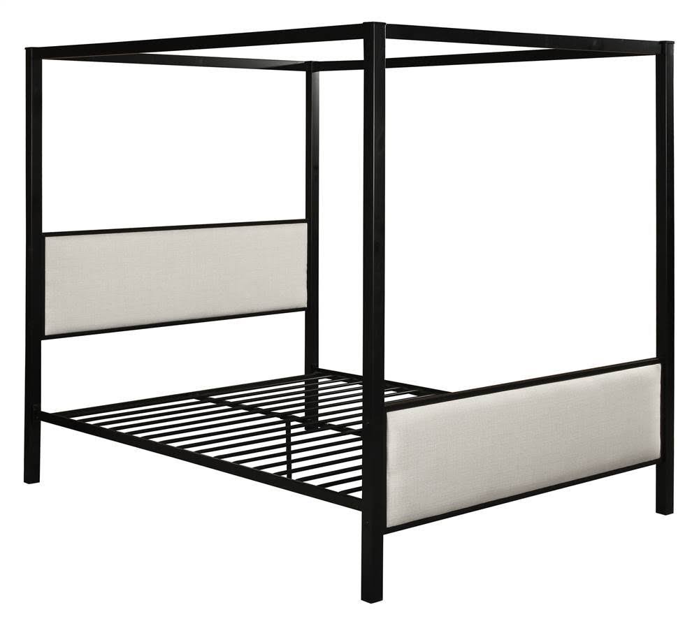 House Duane Canopy Queen Bed With Iron Frame In Beige And Black