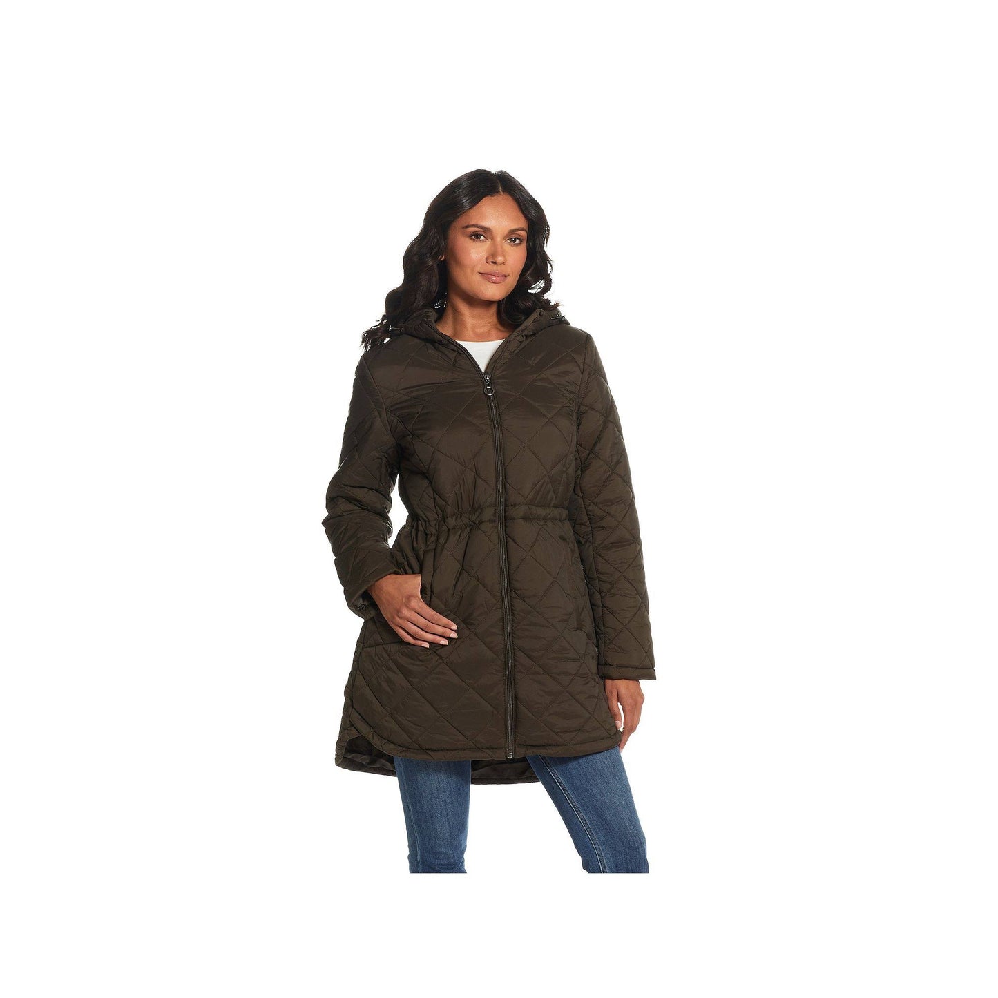 Hood Quilted Anorak Jacket, Size: Large, Black