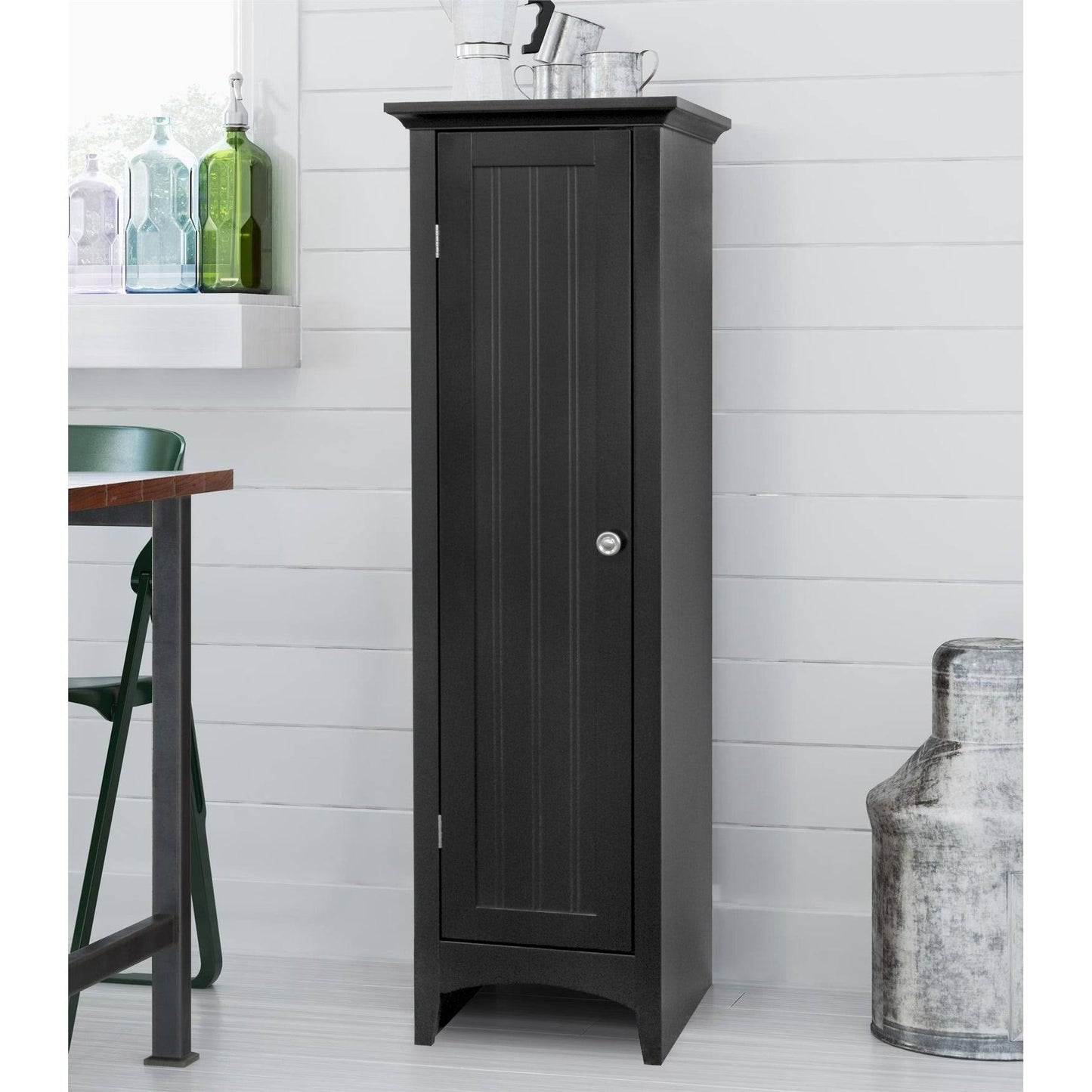 Home And Office One Door Kitchen Storage Pantry In Black