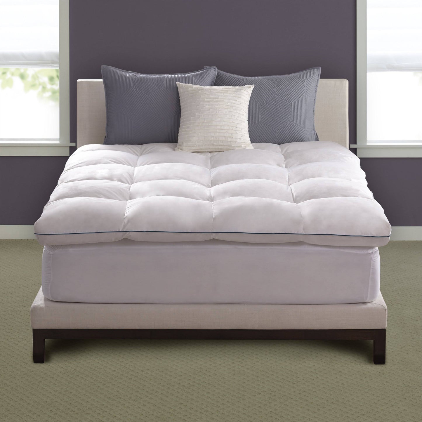 Hotel Baffle Box Mattress Topper - White (Queen)
