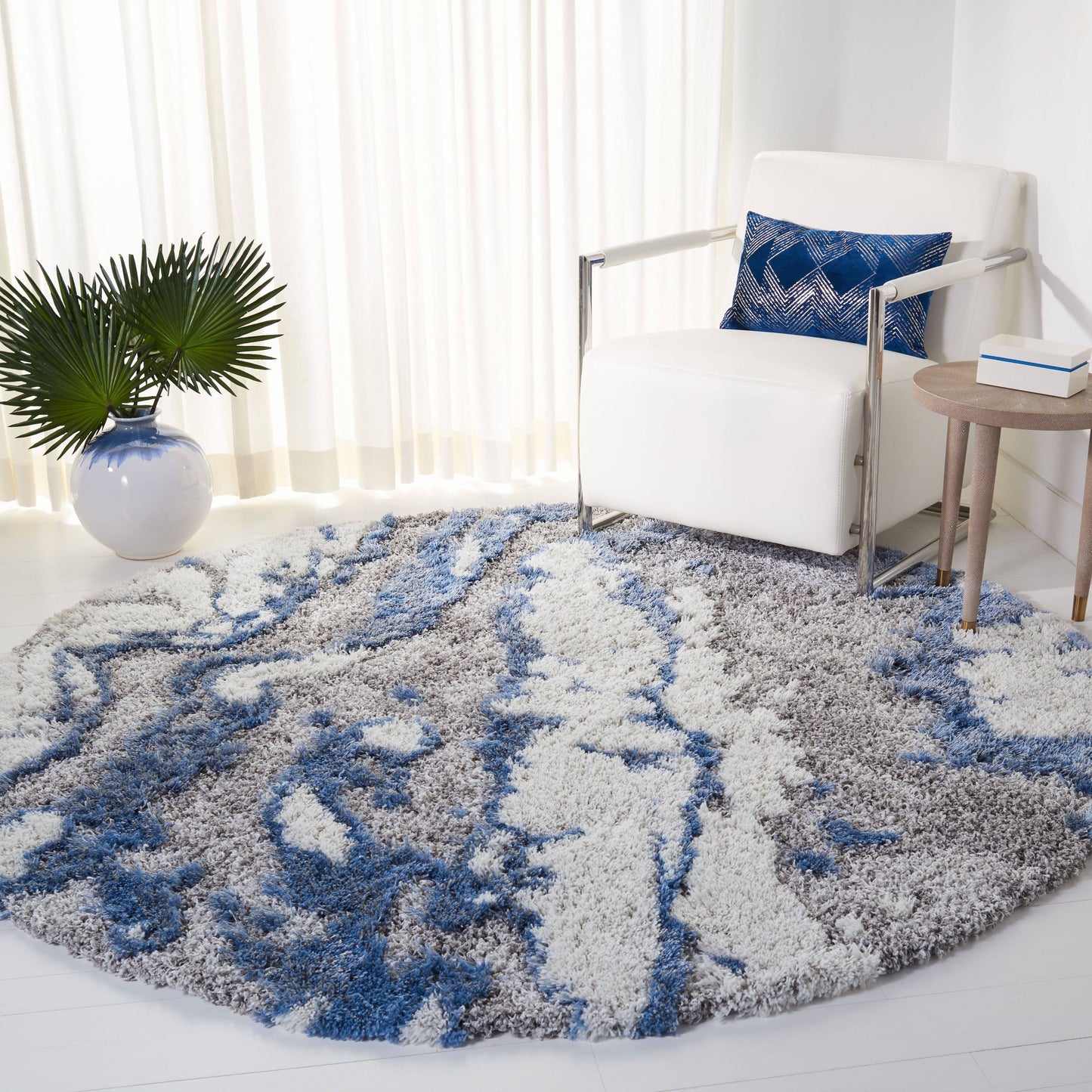 Horizon Shag Collection Hzn890g Grey / Blue Rug - 6' X 9'