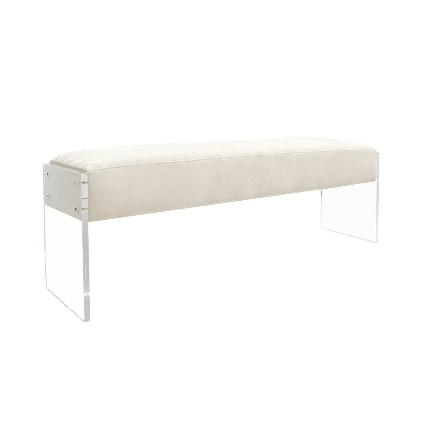 Home Bench-137w Tribecca Acrylic & Velvet Bench Ivory