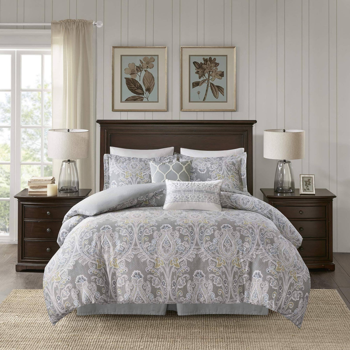 House - Hallie 6 Piece Cotton Comforter Set - Cal King - Grey