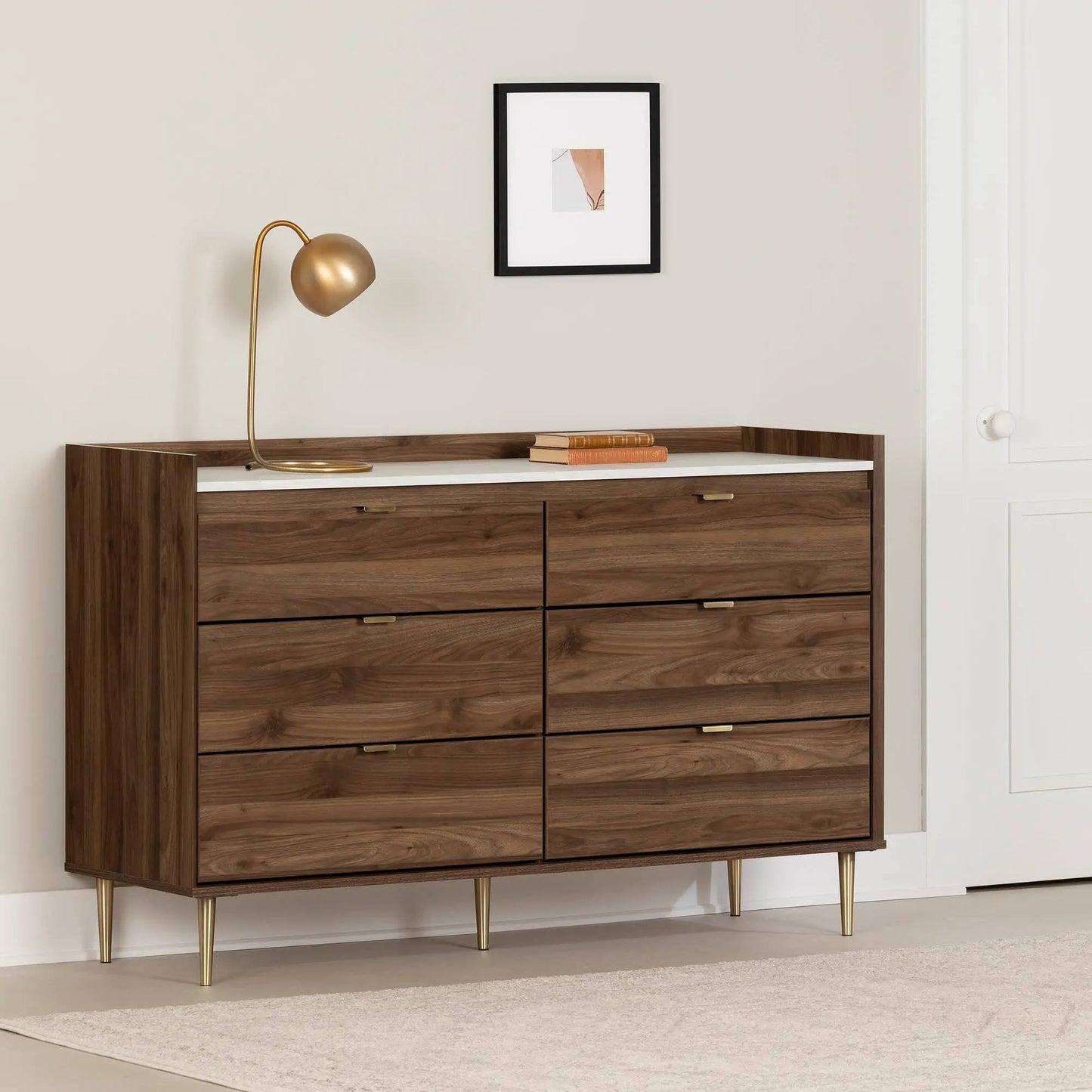 Hype 6-Drawer Double Dresser - Natural Walnut