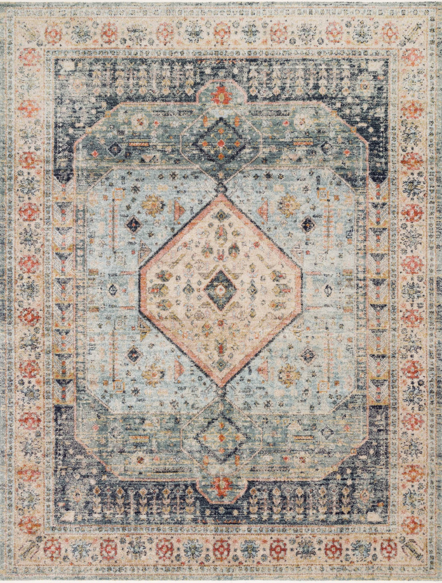 Home Graham Rug By Joanna Gaines - Blue & Ant. Ivory - 5'5" X 7'6"