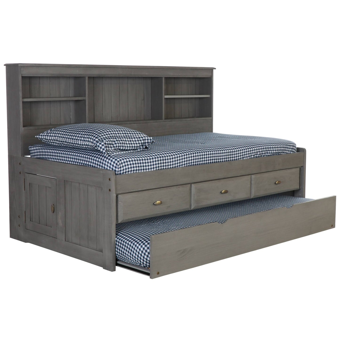 Home And Office Furniture Model 83222-3-Kd Solid Pine Twin Daybed With Three Drawers And Twin Trundle In Charcoal Gray