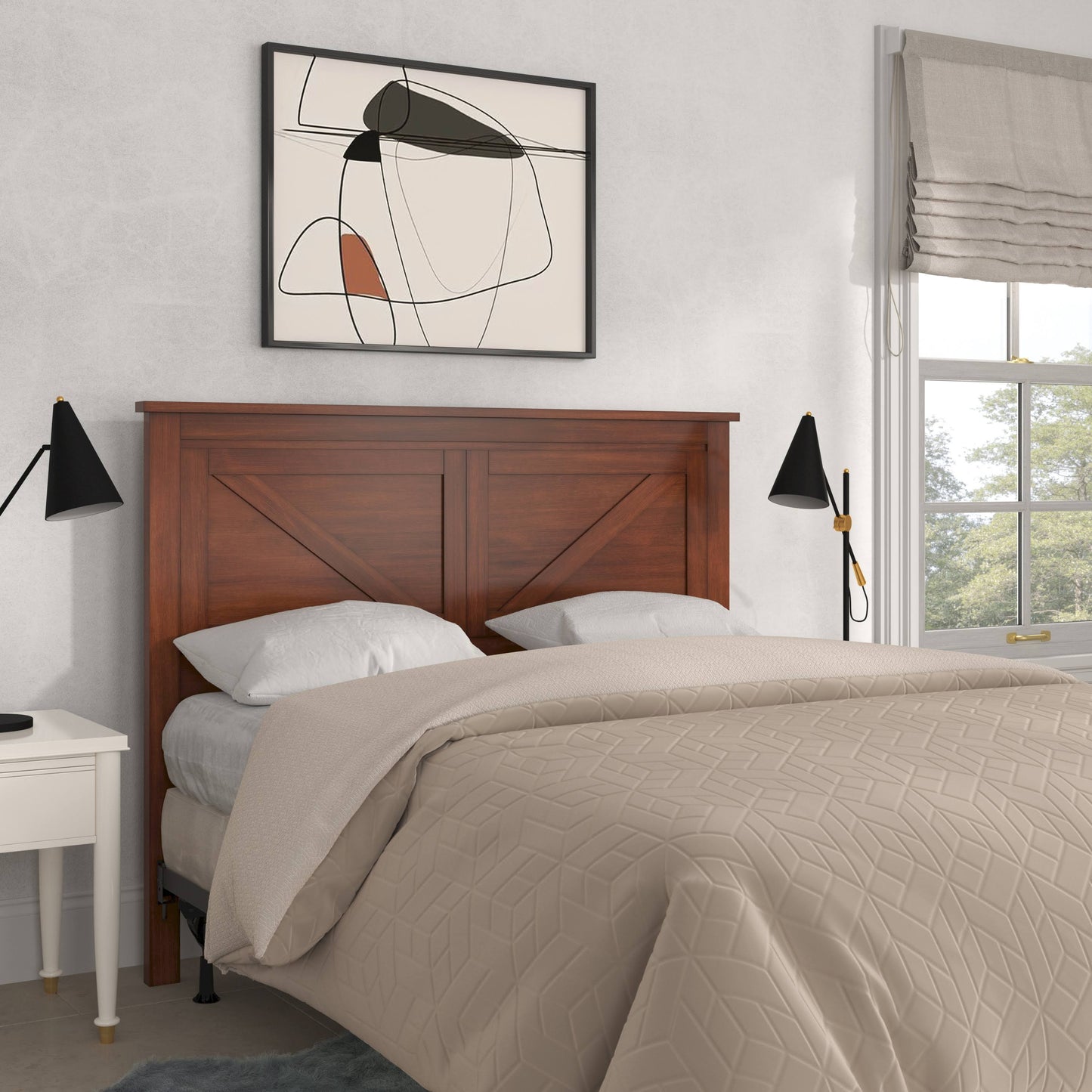 Home Wood Panel Headboard | Full | Farmhouse Style | Cherry