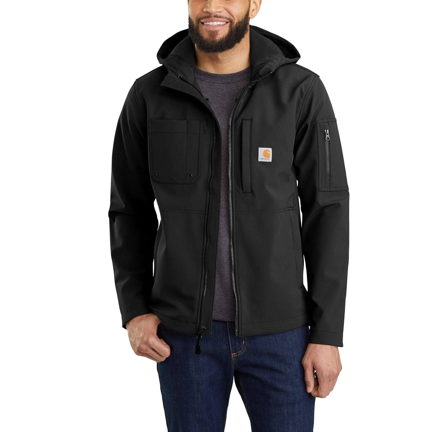 Hooded Rough Cut Jacket, Men's Black
