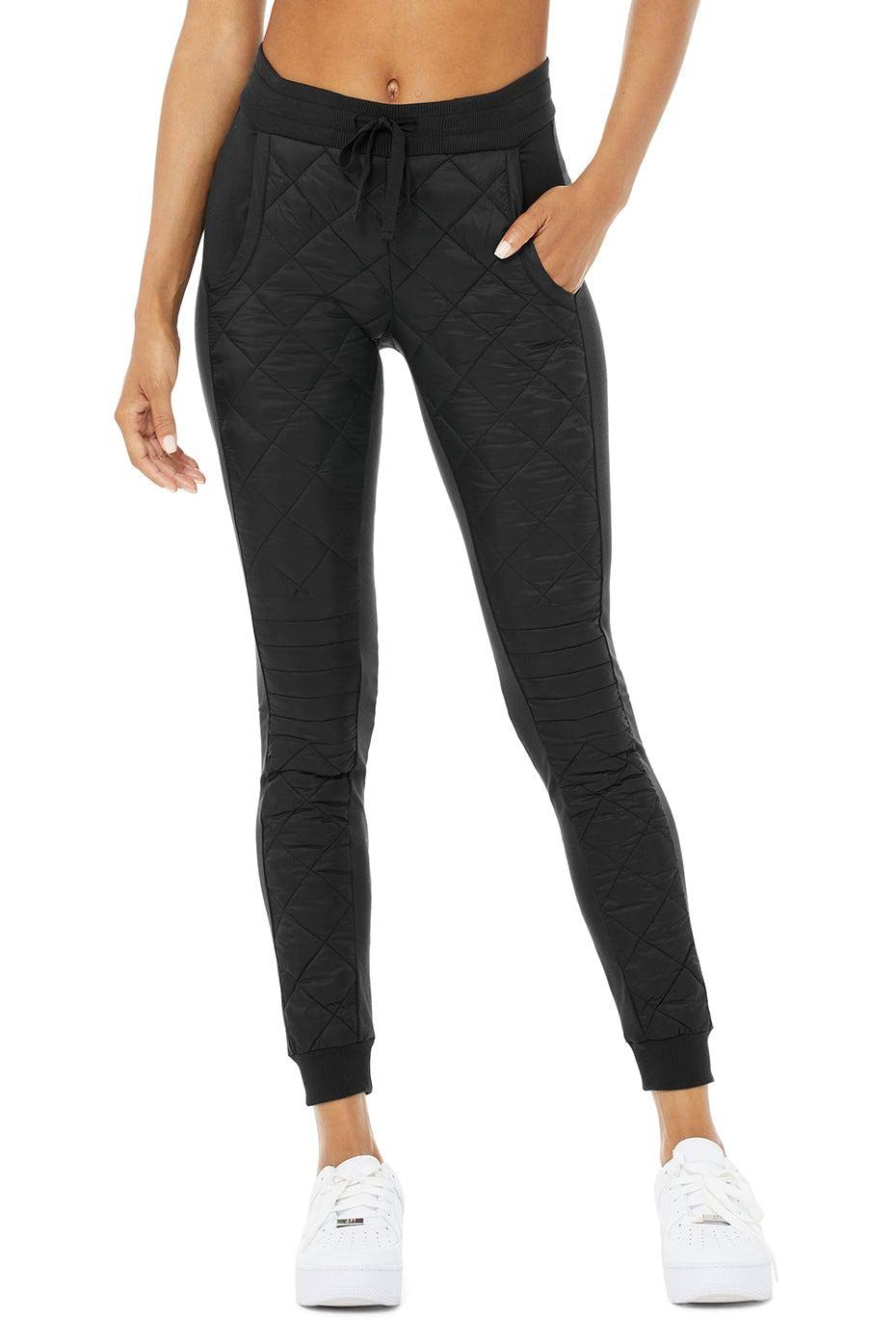 High Waist Moto Puffer Pant Black/Ivory / M