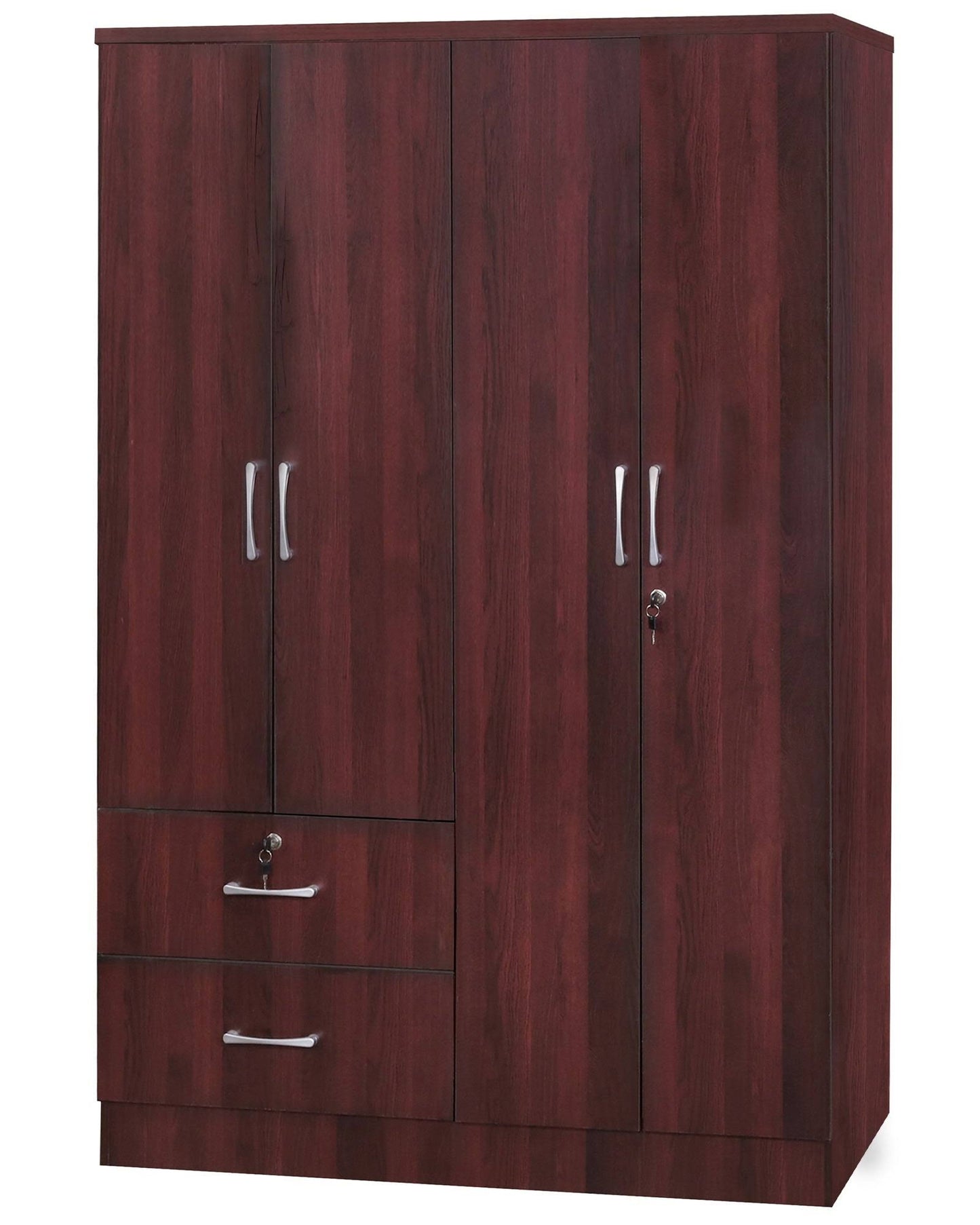 Home Products Luna Modern Wood 4 Doors 2 Drawers Armoire In Mahogany