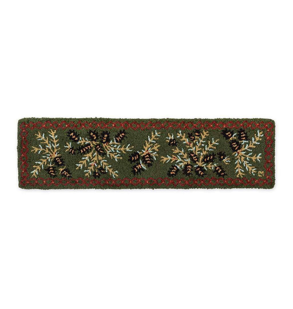 Hooked Wool Pine Cone Short Hearth Runner