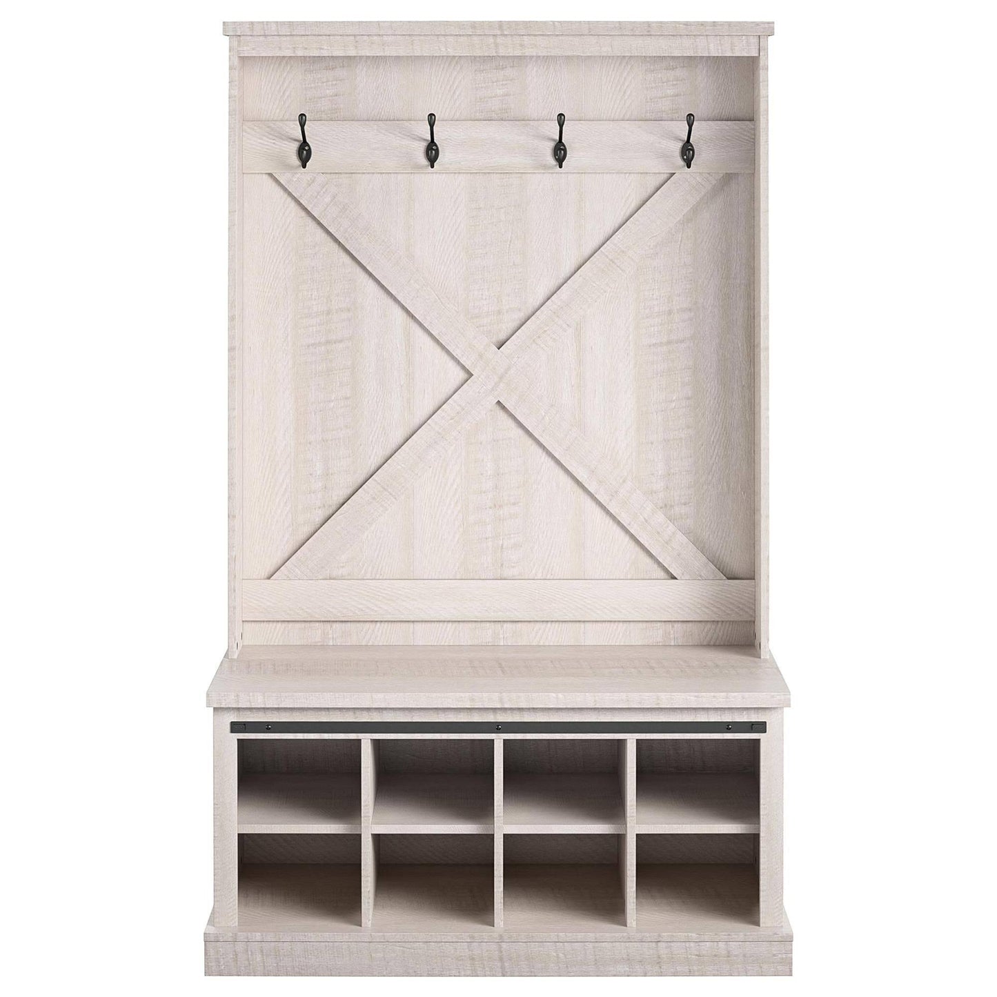 Home Bayshore Heights Rustic White Entryway Bench Hall Tree