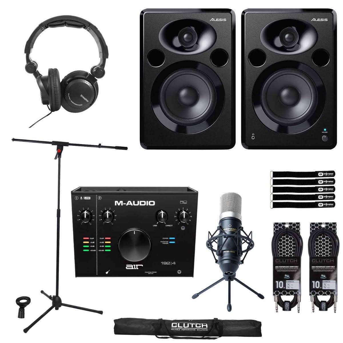 Home Studio Recording Bundle Air192x4 Interface 5" Studio Monitor Speakers & Mic