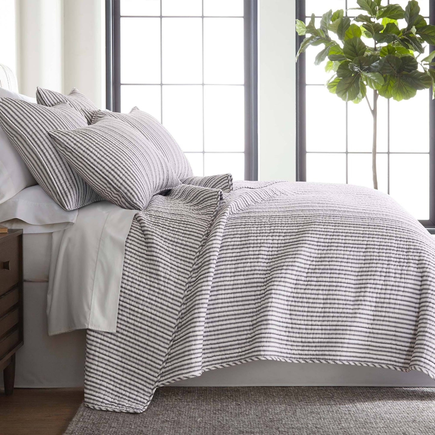 Home Tobago Stripe Blue Quilt Set, Twin/Twin Xl, Cotton