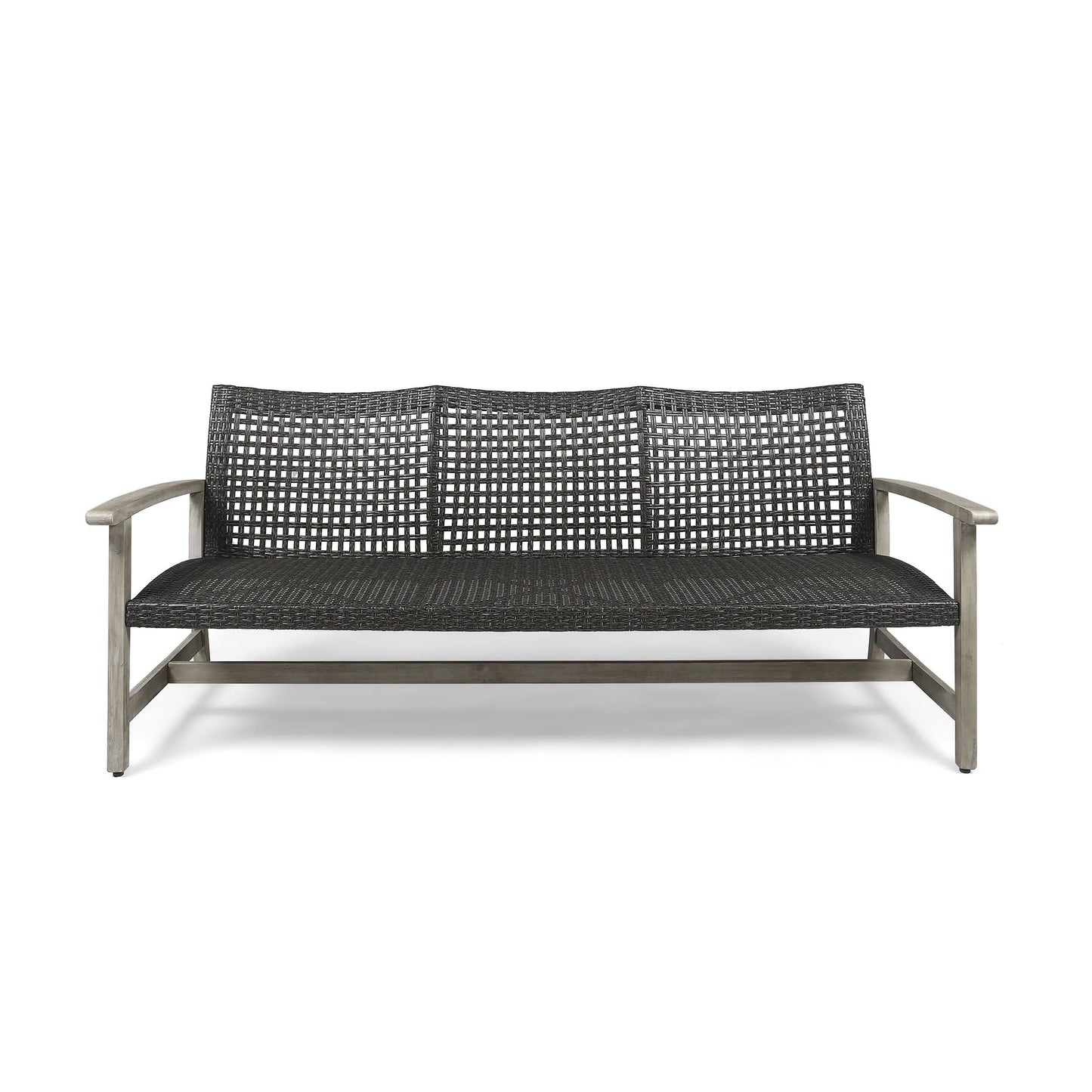 House Hampton Outdoor Wood And Wicker Sofa In Light Gray