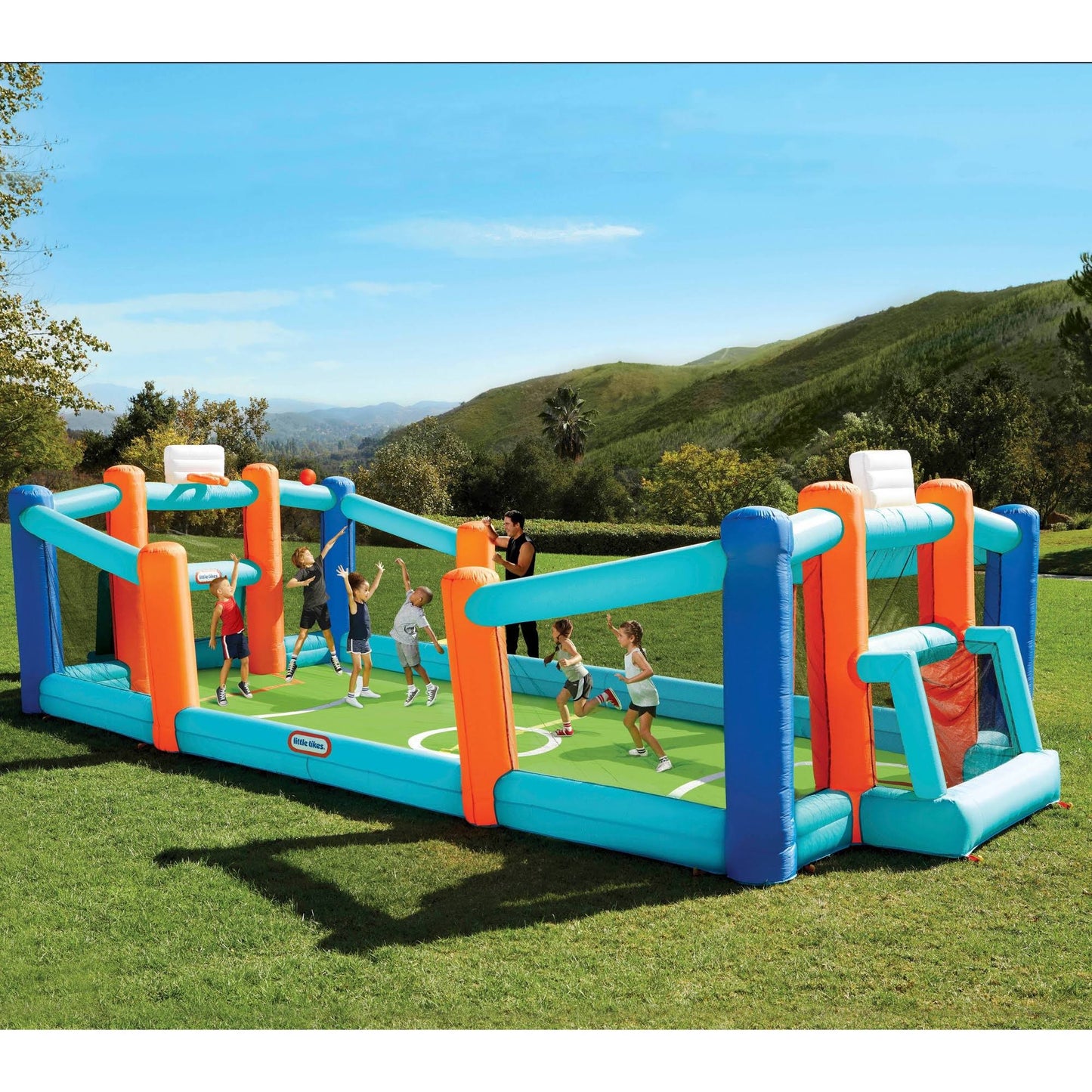 Huge Inflatable Backyard Soccer & Basketball Court Bouncer