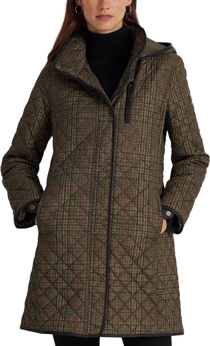 Hooded Quilted Coat In Burgundy