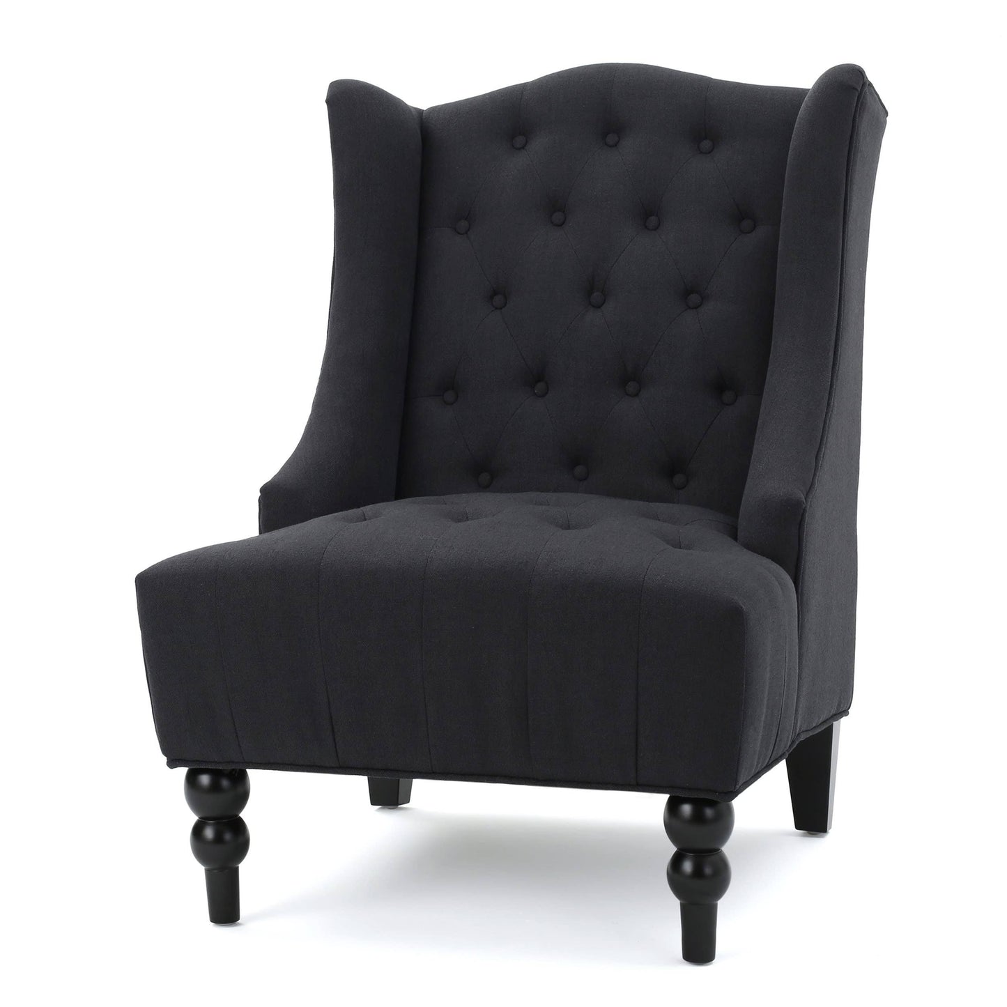 High-Back Fabric Club Chair, Dark Charcoal