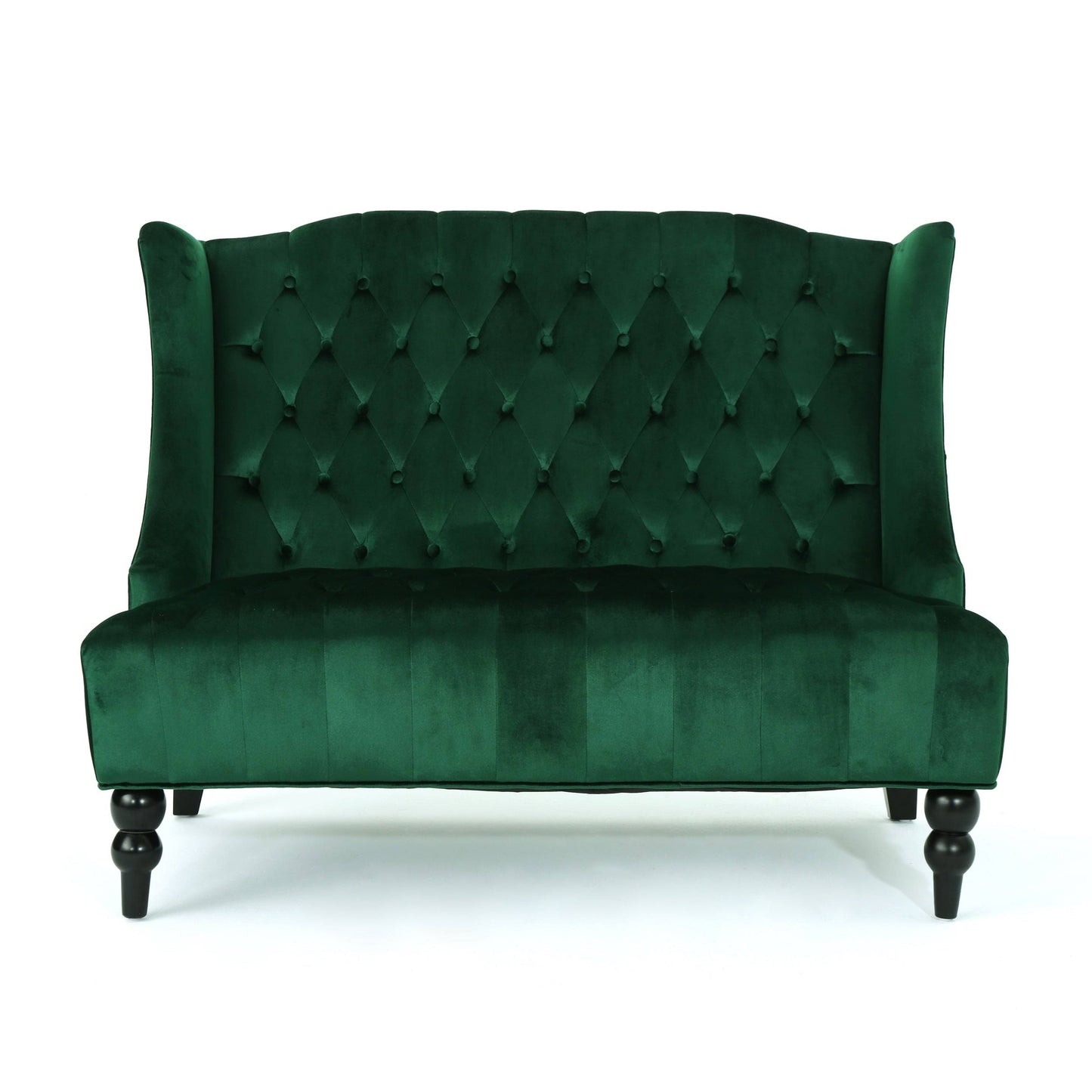 House Lawrence Button Tufted Velvet Loveseat, Black