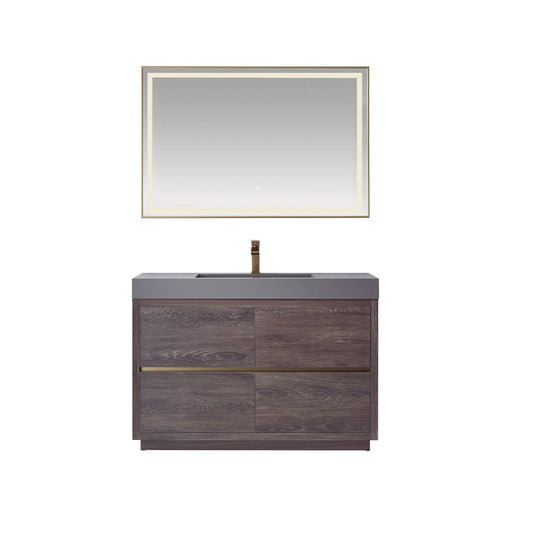 Huesca 18" Single Sink Bath Vanity In North American Oak With White Composite Integral Square Sink Top