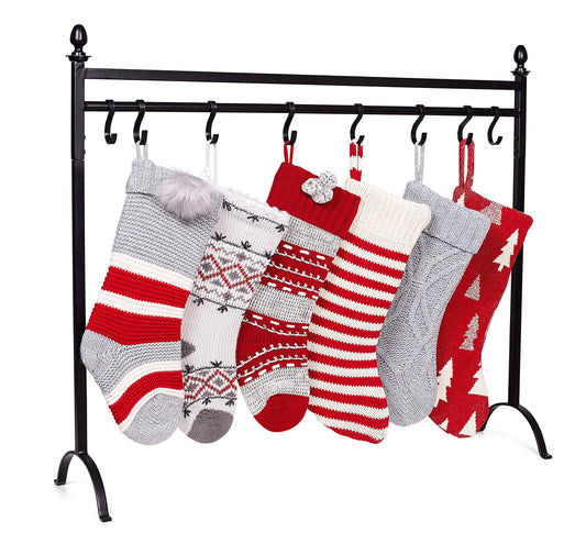 Home 8 Hook Christmas Stocking Holder Stand - Black