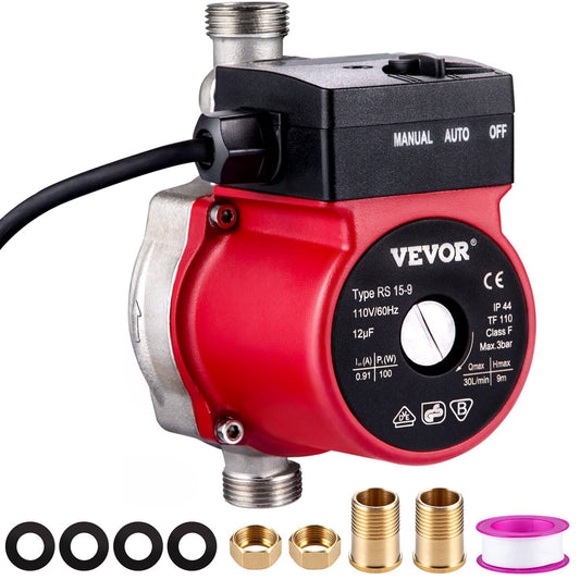 Hot Water Recirculating Pump, 120w 110v Water Circulator Pump, Automatic Start Circulating Pump Npt 3/4" W/Brass Fittings, Stainless Steel
