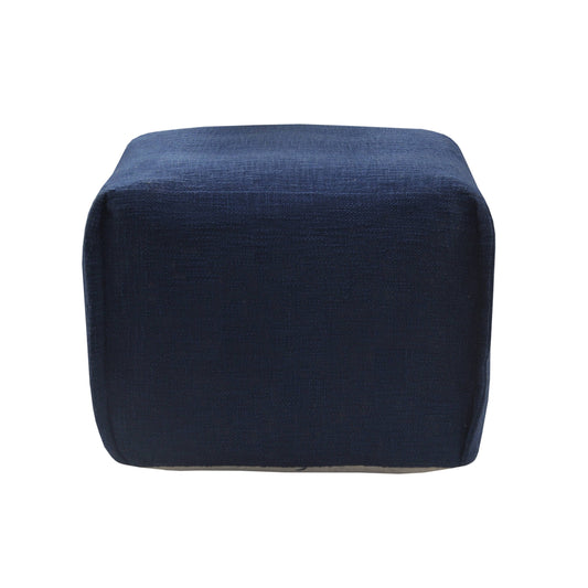 Home Handcrafted Solid Navy Pleated Pouf, Blue, 18" X 18" X 14"