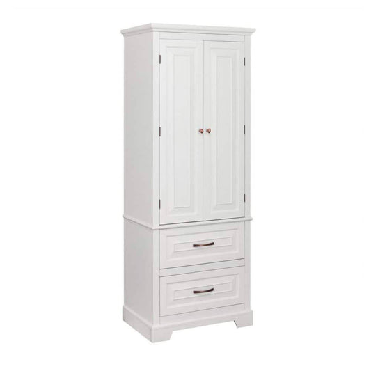 Home St. James 24 In. W X 16 In. D X 62.25 In. H White Bathroom Storage Linen Cabinet With 2-Door 2-Drawer Dh-295ba