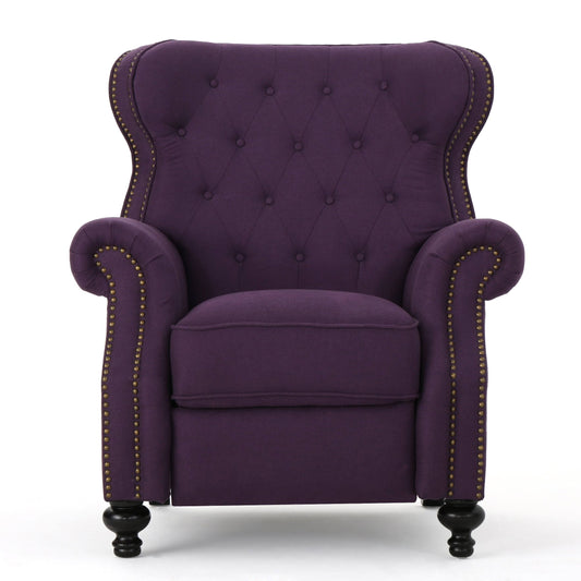 House Walder Recliner In Plum And Dark Brown