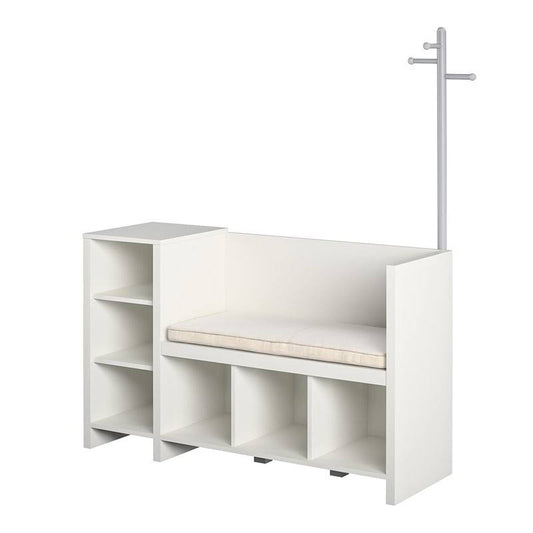 Home Nathan Storage Bench And Coat Rack In White - De41685