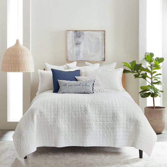 Home Mills Waffle Quilt Set - Cotton Full/Queen / Blush