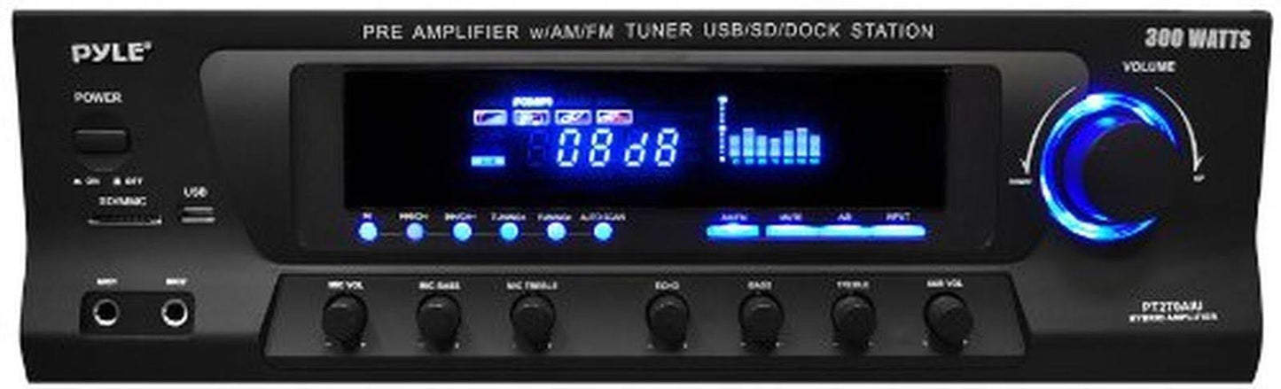 Home Pt270aiu 300-Watt Stereo Receiver Am-Fm Tuner Usb/Sd Ipod Docking