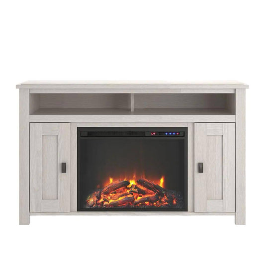 Home Brownwood 47.69 In. Electric Fireplace Tv Console For Tvs Up To 50 In. In Ivory Pine